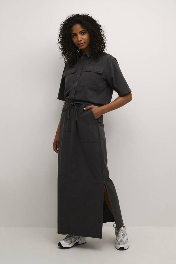 Kaffe Zwarte Oester Rok met Zijsplitten Gray Dames - Foto 2