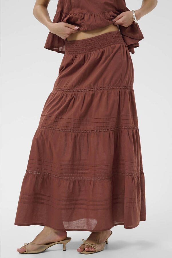 Kaffe maxi rok koraalrood