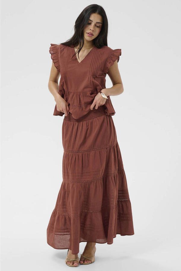 Kaffe maxi rok koraalrood - Foto 2