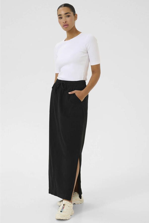 Kaffe Zwarte Diepe Rok met Zijsplitten Black Dames