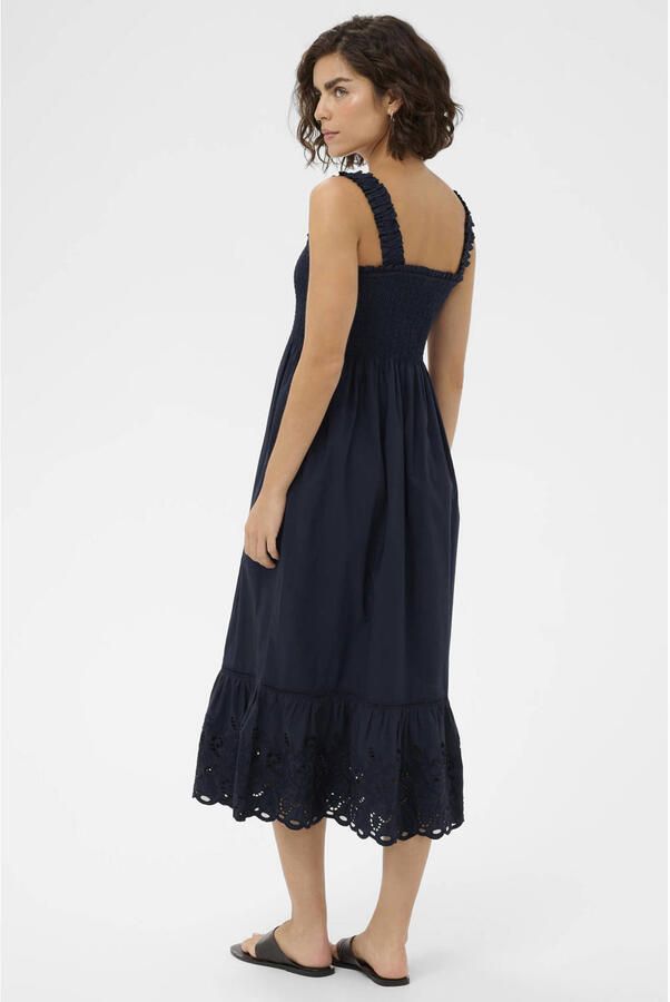 Kaffe midi jurk broderie donkerblauw - Foto 2