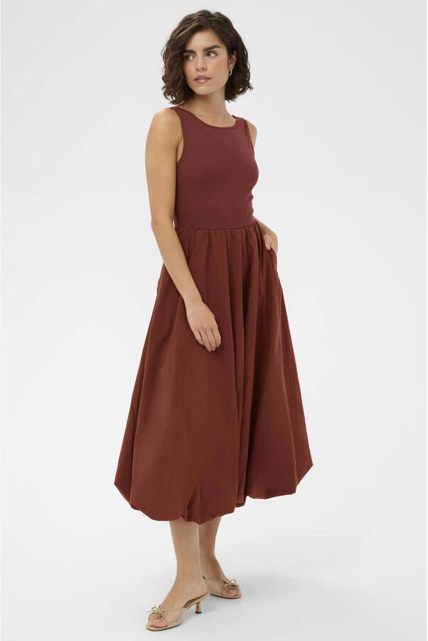 Kaffe midi jurk donker oranje - Foto 2