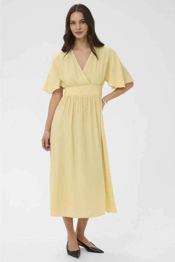 Kaffe midi jurk geel