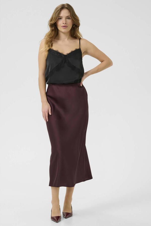 Kaffe midi rok donkerrood - Foto 2