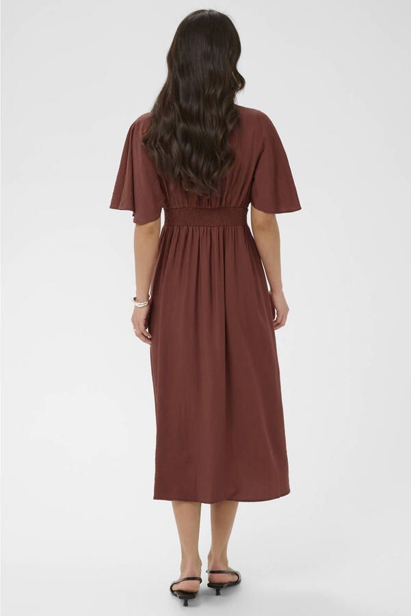 Kaffe midijurk met plooien roodbruin - Foto 2