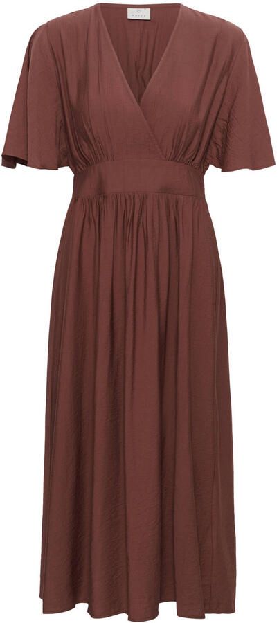Kaffe midijurk met plooien roodbruin - Foto 3