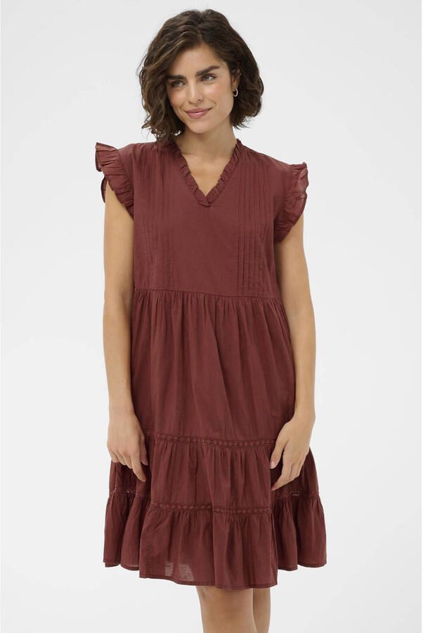 Kaffe mini jurk koraalrood