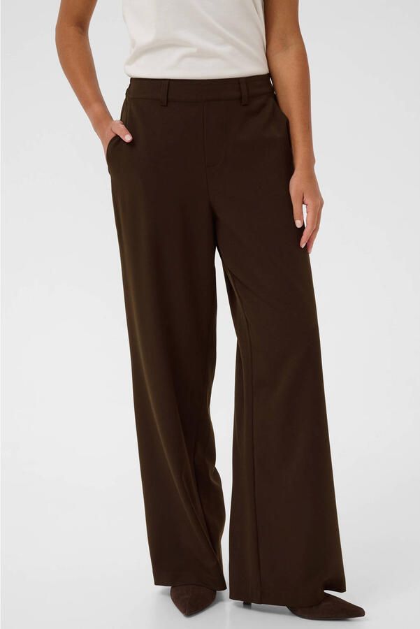 Kaffe regular fit broek donkerbruin - Foto 3
