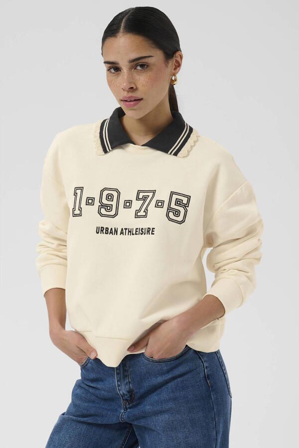 Kaffe sweater met print beige