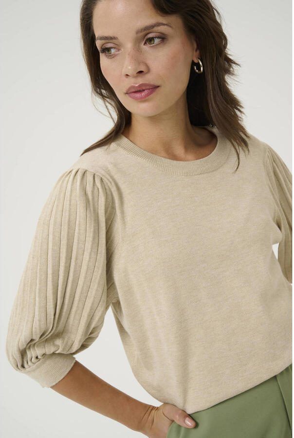 Kaffe top beige fijn gebreid