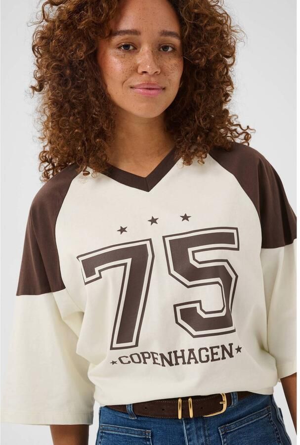 Kaffe top ecru bruin