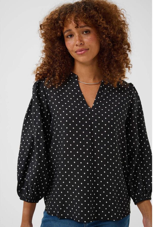 Kaffe top met stippen zwart