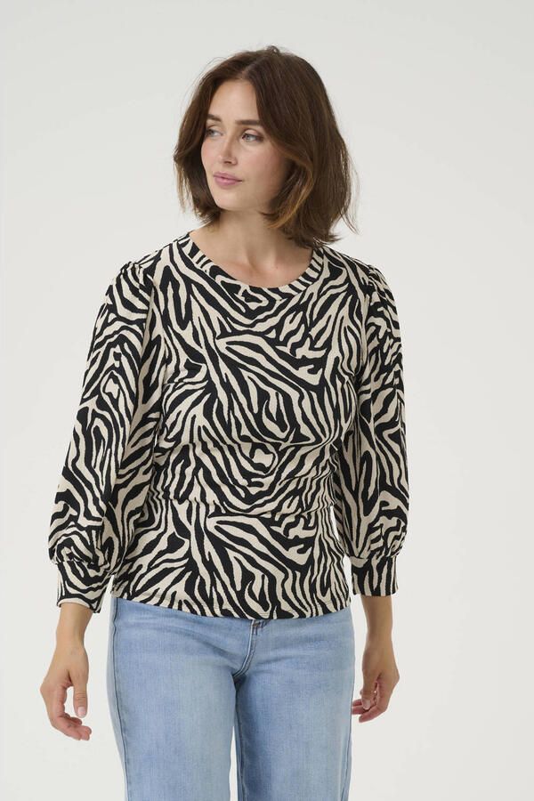 Kaffe Moonstruck Black Graphic Tee Top Black Dames