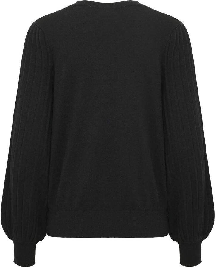 Kaffe Feminine Gebreide Trui met Pofmouwen Black Dames - Foto 2