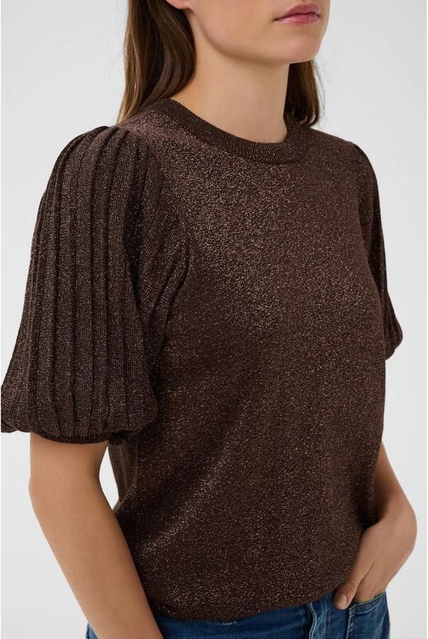 Kaffe viscose trui met glitters bruin
