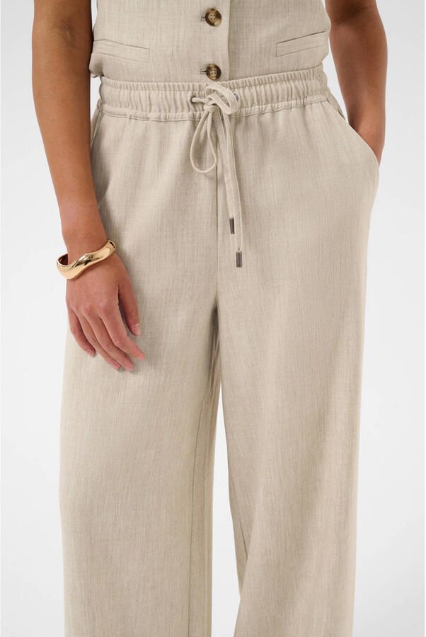Kaffe wide leg broek zand - Foto 3