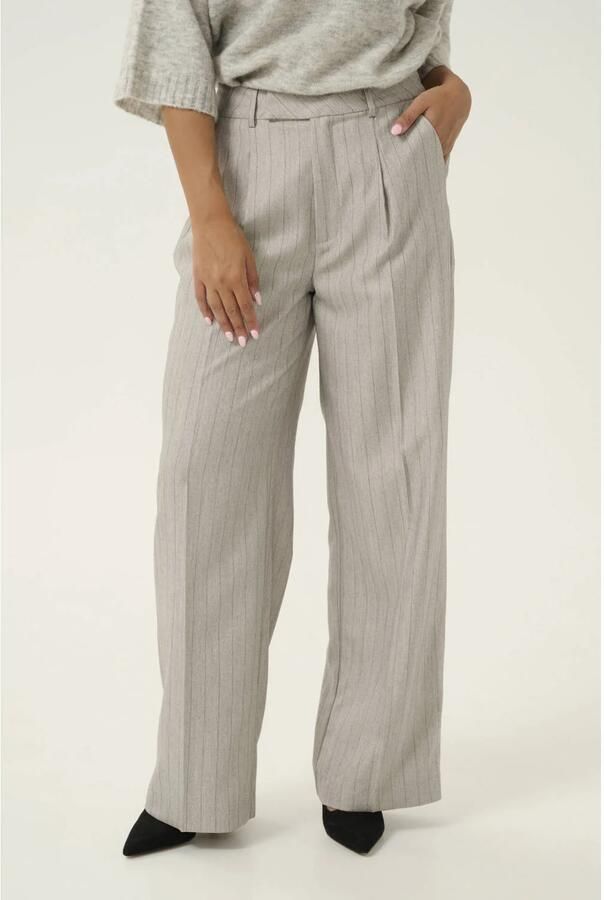 Kaffe Grijze Gestreepte Wijde Pijp Broek Gray Dames - Foto 2