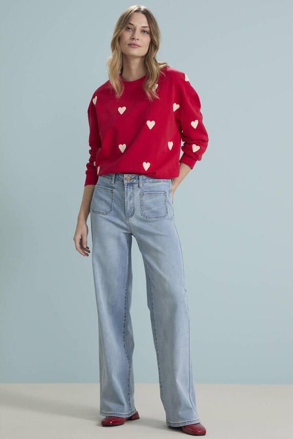 Kaffe Flared Jeans Light Blue Washed Denim Blue Dames