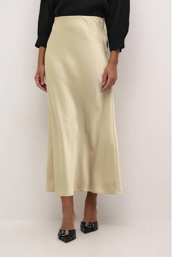 Kaffe X Ellen Hoog satijnen midi rok champagne
