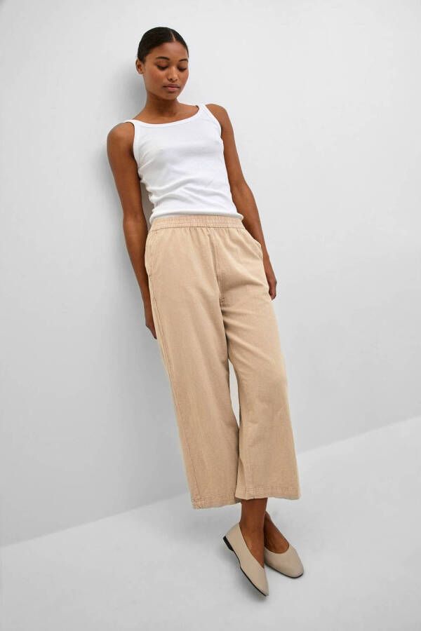 Kaffe linnen cropped wide leg culotte KAnaya Culotte zand