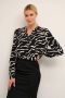 Kaffe Zebra Print Blouse Top & T-Shirt Black Dames - Thumbnail 1