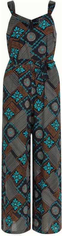 King Louie jumpsuit Lenny Jumpsuit Carucci met all over print zwart blauw bruin