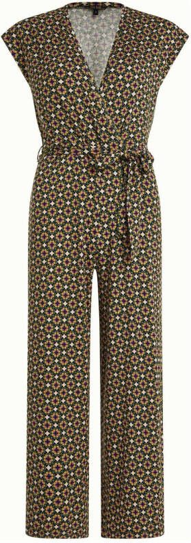 King Louie jumpsuit Mary Jumpsuit Tortola met all over print donkergroen geel paars