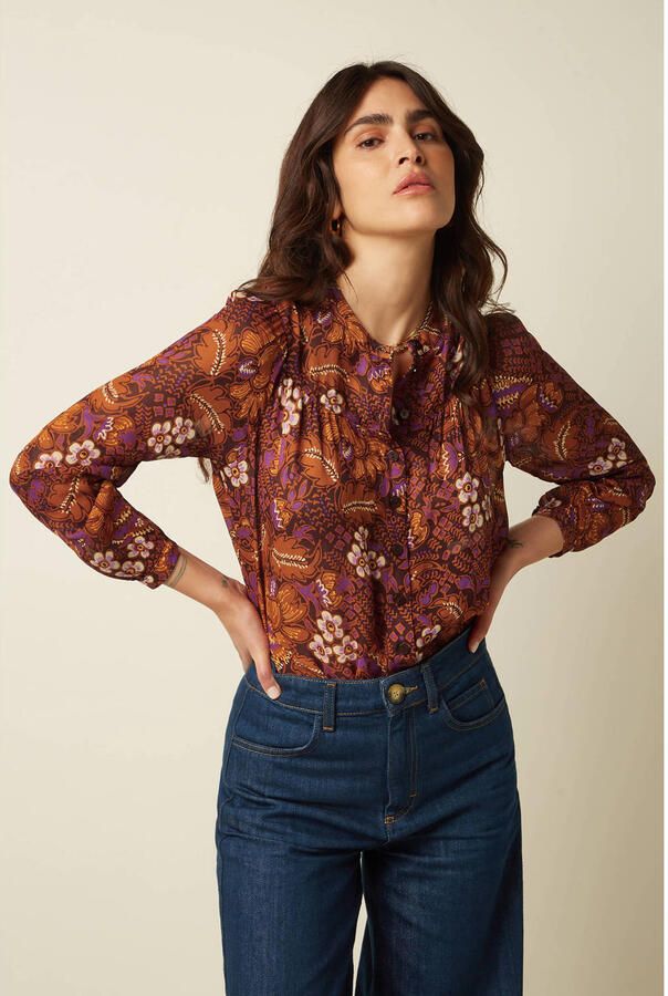 King Louie blouse met print bruin