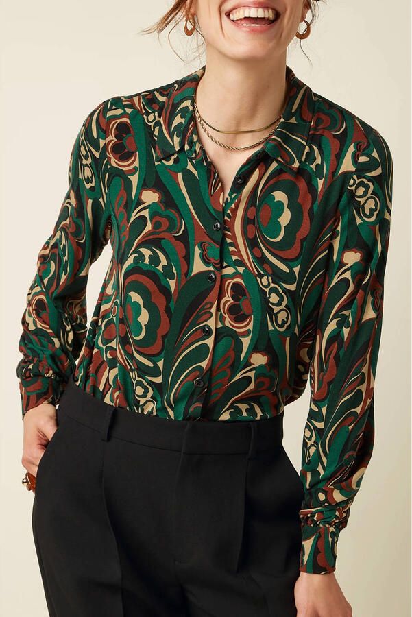 King Louie blouse met print groen