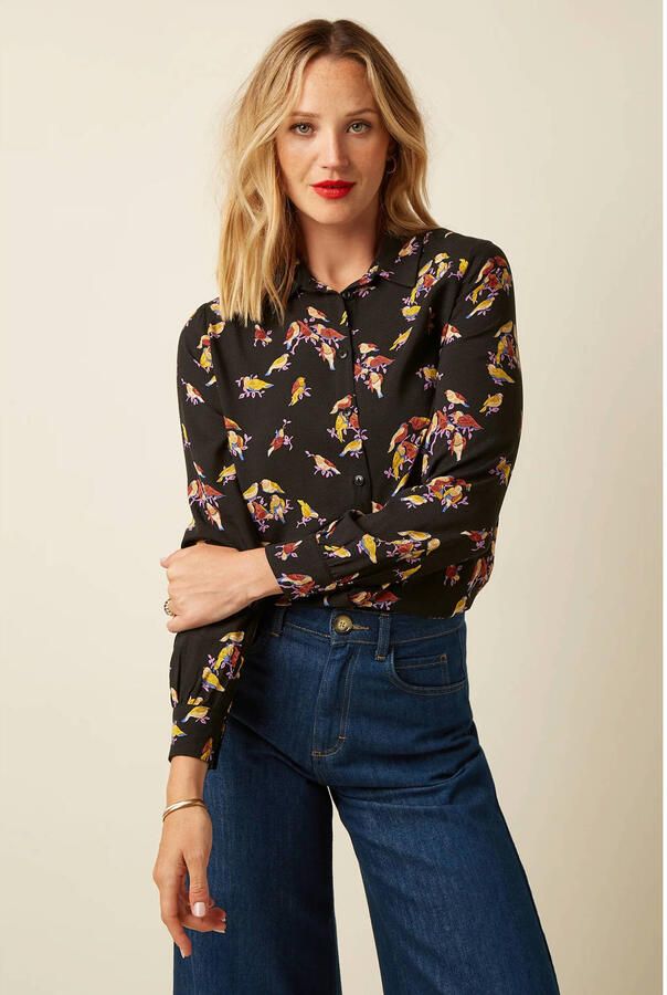 King Louie blouse met print zwart