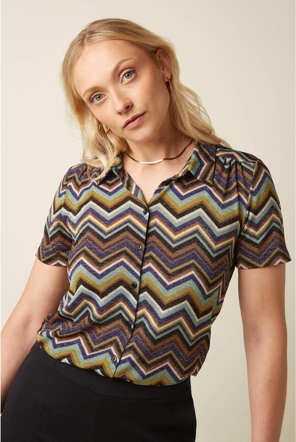 King louie Overhemd Korte Mouw Maise Blouse Shio Strong Blue
