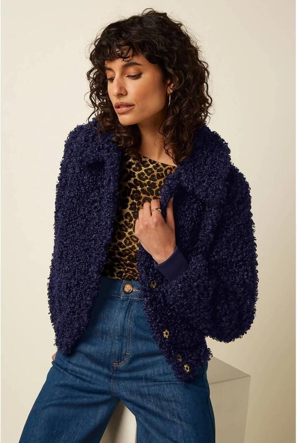 King Louie faux fur jas donkerblauw