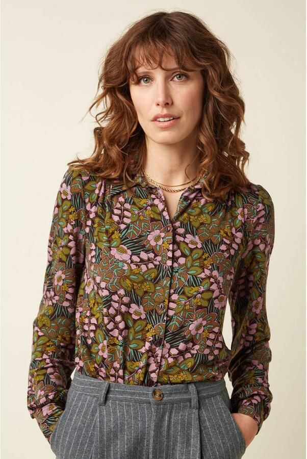 King louie Overhemd carina blouse Sierra bitter chocolate 10957