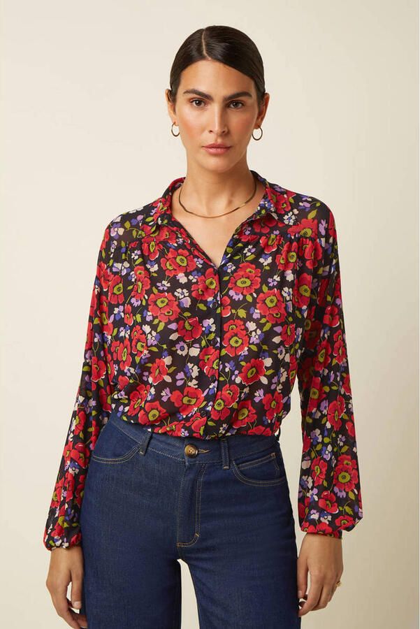 King Louie gebloemde blouse rood