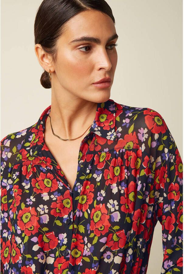 King Louie gebloemde blouse rood - Foto 3