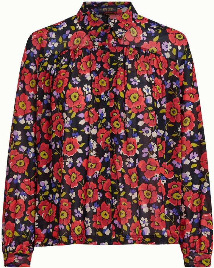 King Louie gebloemde blouse rood - Foto 2