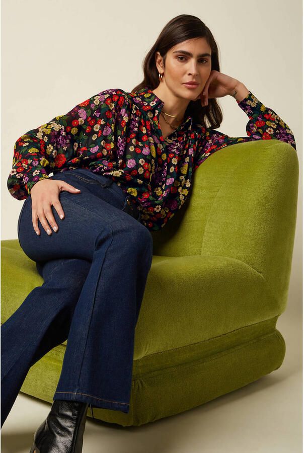 King Louie gebloemde blouse zwart - Foto 2
