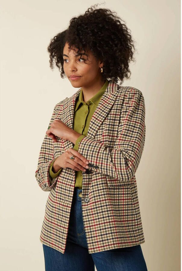 King Louie geruite regular blazer beige