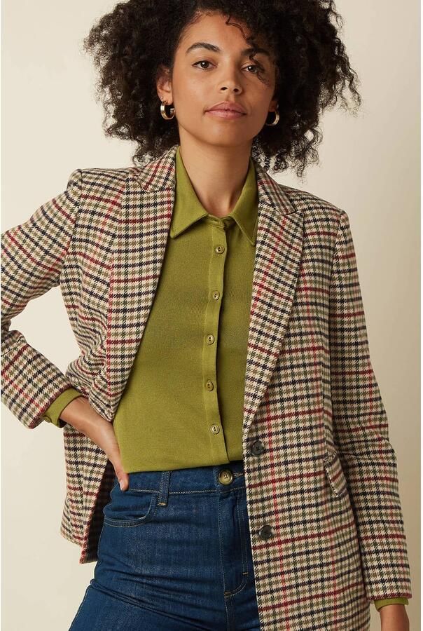 King Louie geruite regular blazer beige - Foto 3