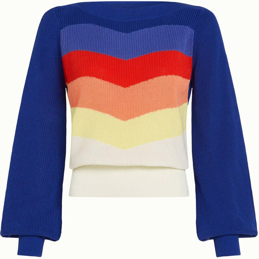 King Louie gestreepte gebreide trui blauw
