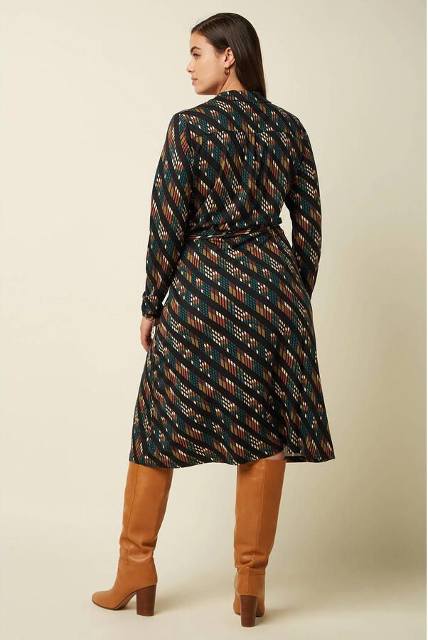 King Louie midi blousejurk met ceintuur en print meerkleurig - Foto 2