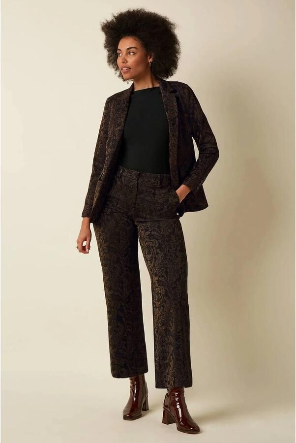 King Louie regular blazer met glitters en print donkerbruin