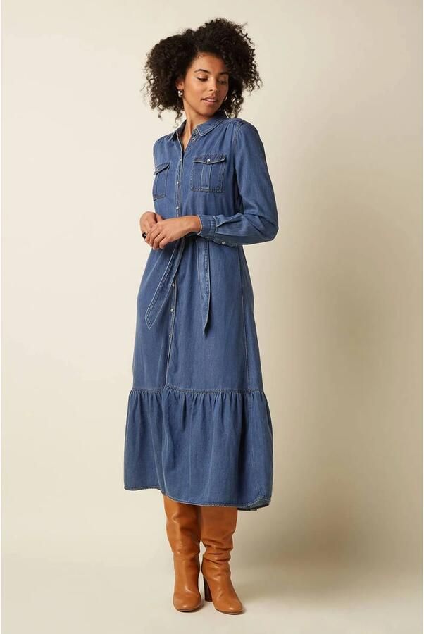 King Louie spijkerjurk met ceintuur medium blue denim