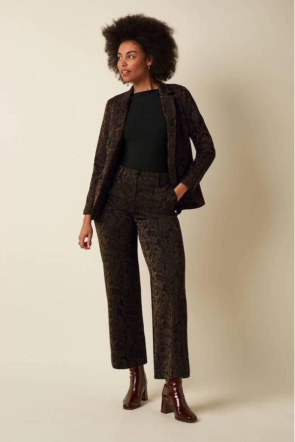 King Louie straight leg broek met glitters en print zwart