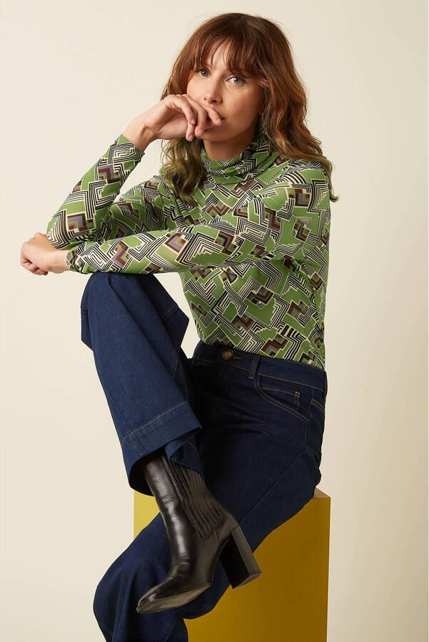 King louie T-Shirt Lange Mouw 11018 Rollneck Leia Posey Green - Foto 3