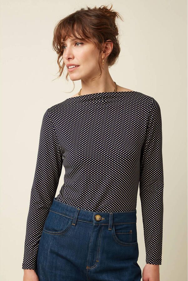 King Louie top met stippen donkerblauw