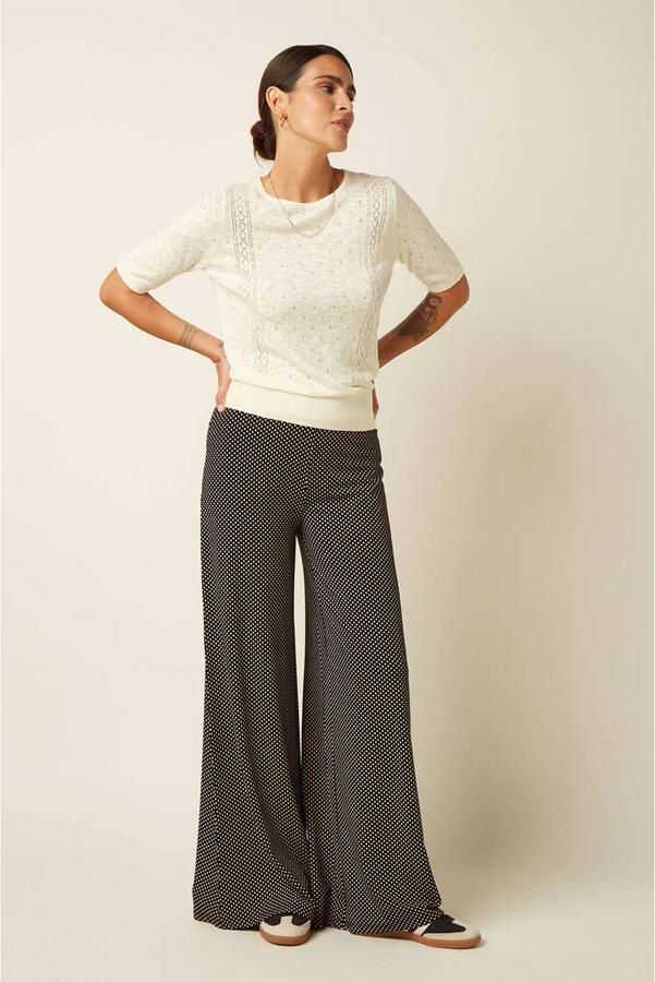 King Louie wide leg high waist broek met stippen zwart