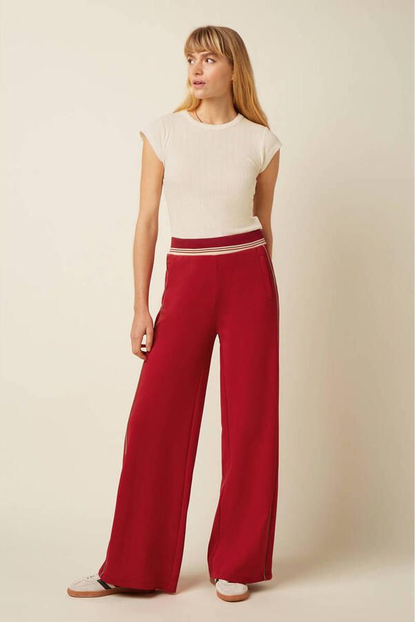 King Louie wide leg high waist gestreepte casual broek rood
