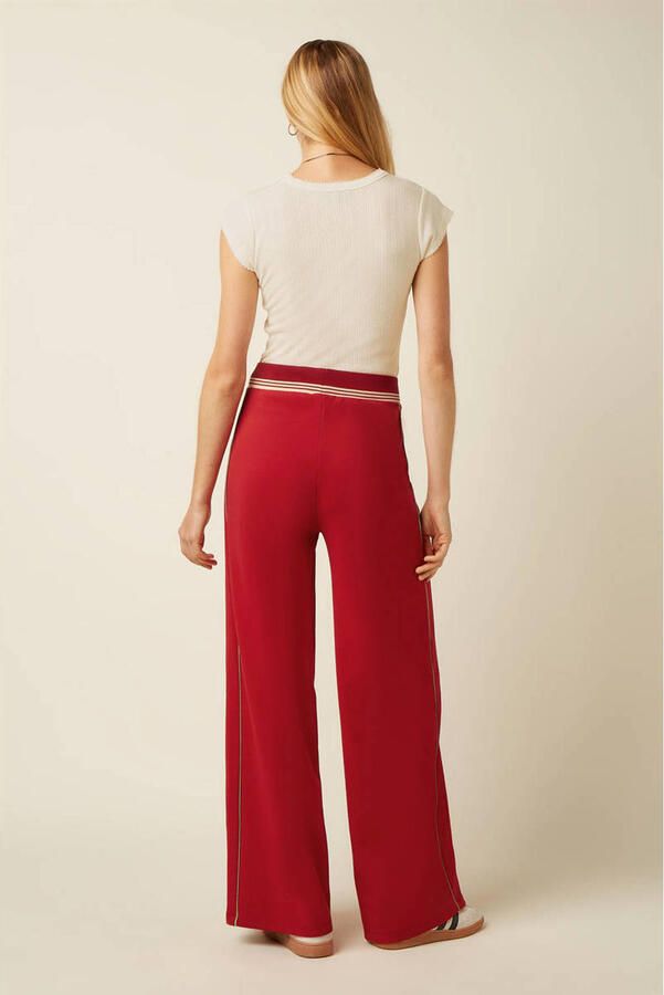 King Louie wide leg high waist gestreepte casual broek rood - Foto 3