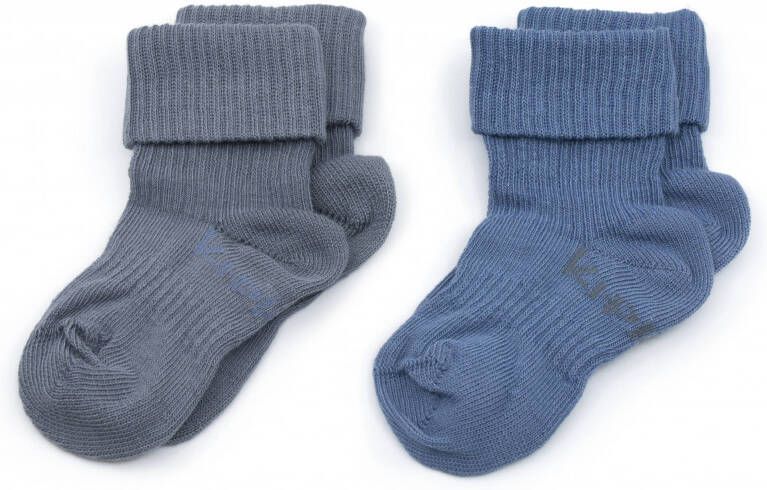 KipKep bio-katoen blijf-sokken 0-12 maanden set van 2 Denim Blue Blauw Jongens Biologisch katoen 6-12 mnd